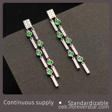 Ang Green Color Icy Jadeite Drops Earrings Alahas